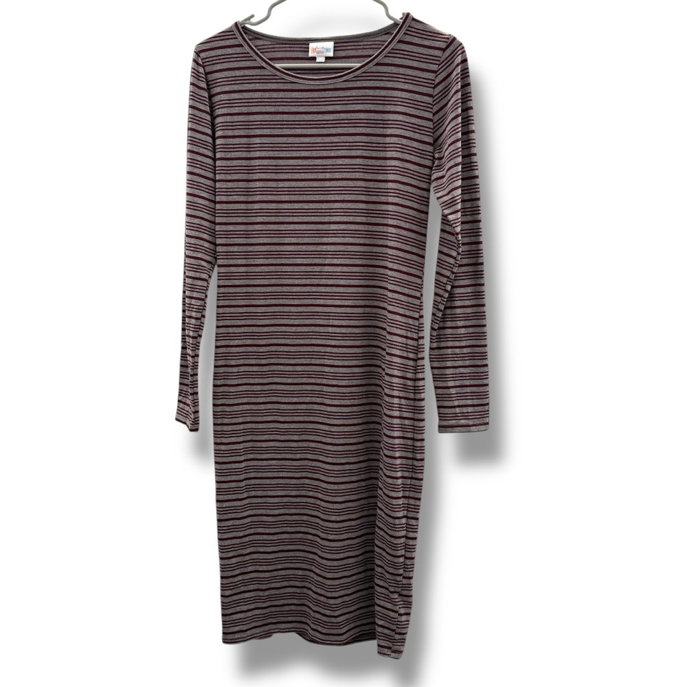 Lularoe NWT‎ Debbie Striped Midi Dress Women's Size Small Long Sleeve Casual